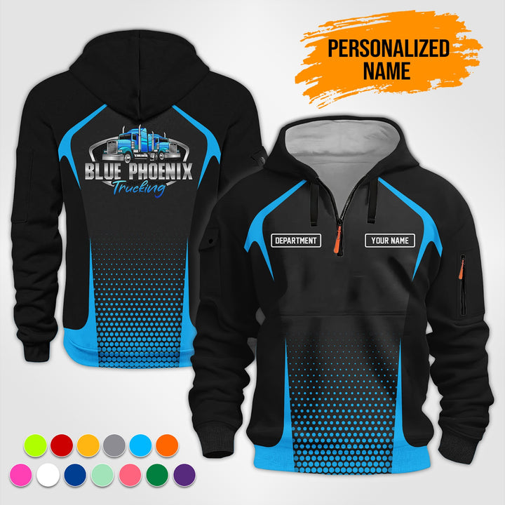 Personalized Name Semi Truck 3D Printed Quarter Zip Hoodie TZ914