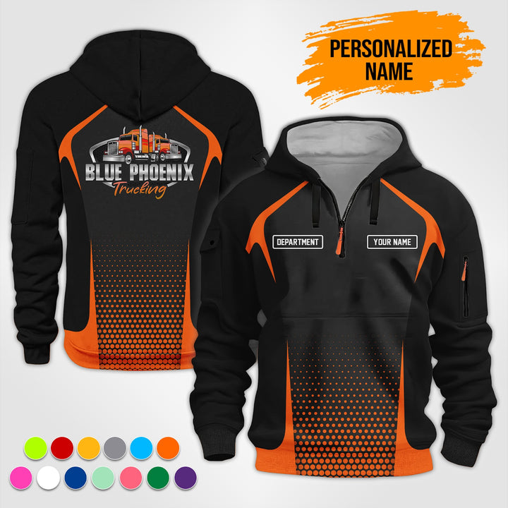 Personalized Name Semi Truck 3D Printed Quarter Zip Hoodie TZ914