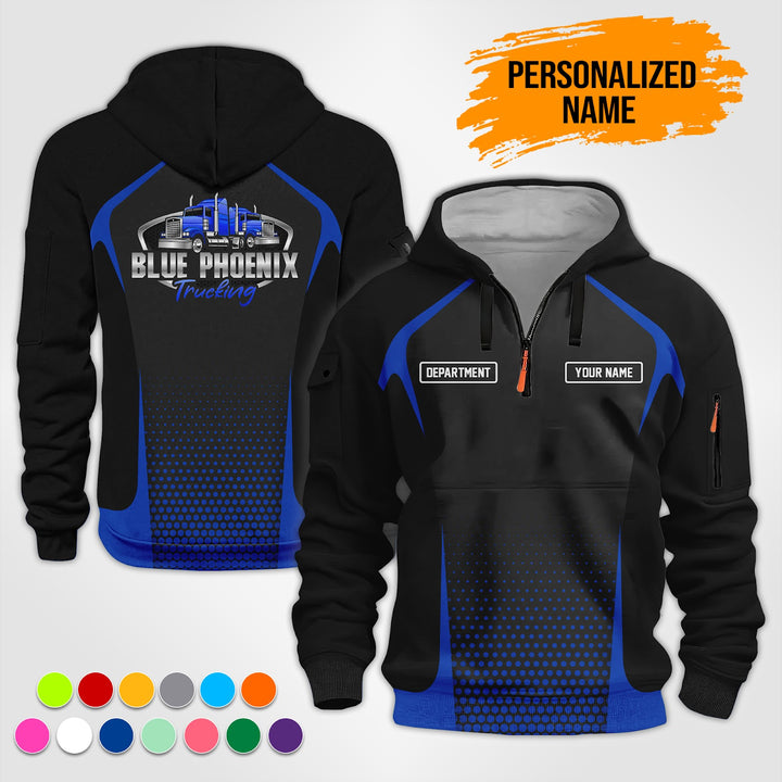 Personalized Name Semi Truck 3D Printed Quarter Zip Hoodie TZ914