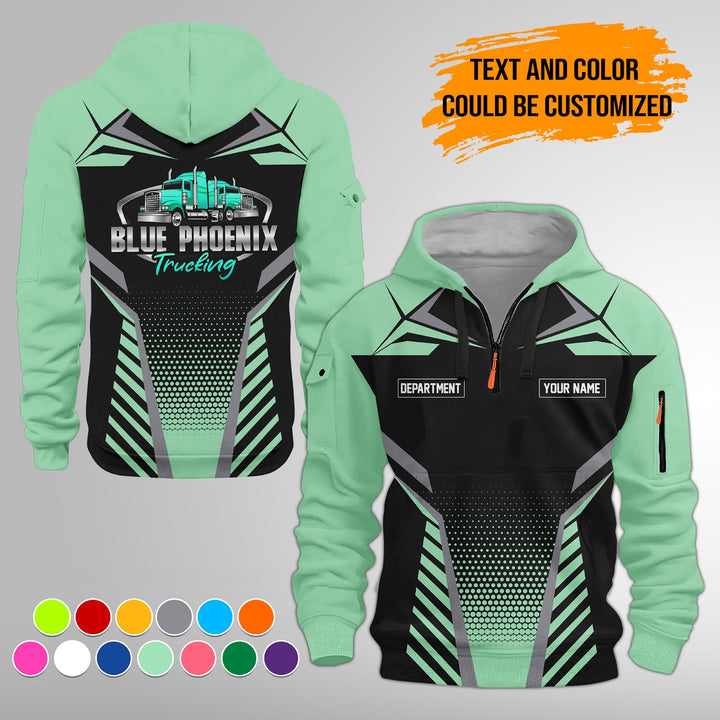 Personalized Name Semi Truck Quarter Zip Hoodie FY331