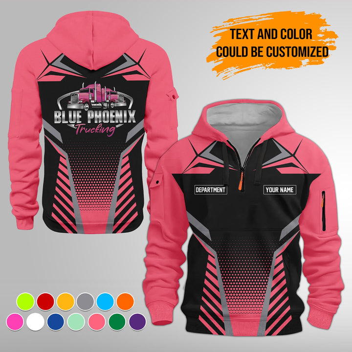 Personalized Name Semi Truck Quarter Zip Hoodie FY331