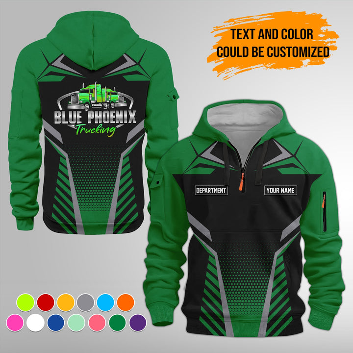 Personalized Name Semi Truck Quarter Zip Hoodie FY331