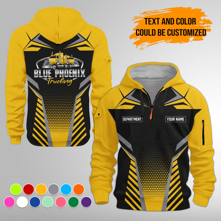 Personalized Name Semi Truck Quarter Zip Hoodie FY331