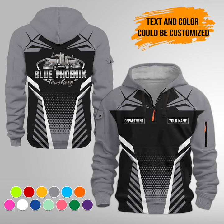 Personalized Name Semi Truck Quarter Zip Hoodie FY331