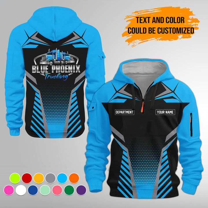 Personalized Name Semi Truck Quarter Zip Hoodie FY331