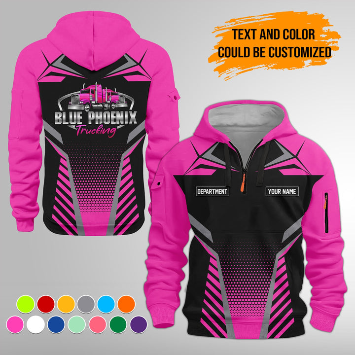 Personalized Name Semi Truck Quarter Zip Hoodie FY331