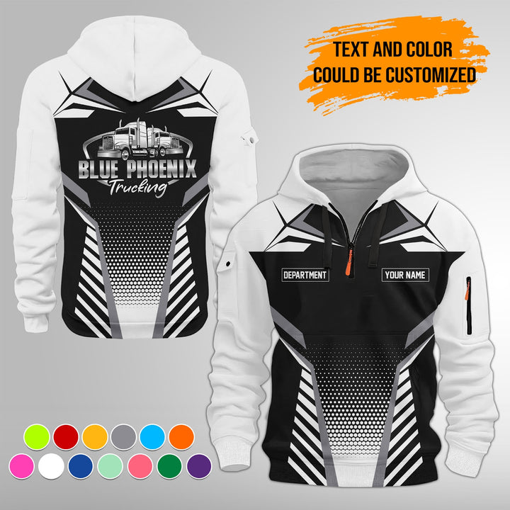 Personalized Name Semi Truck Quarter Zip Hoodie FY331