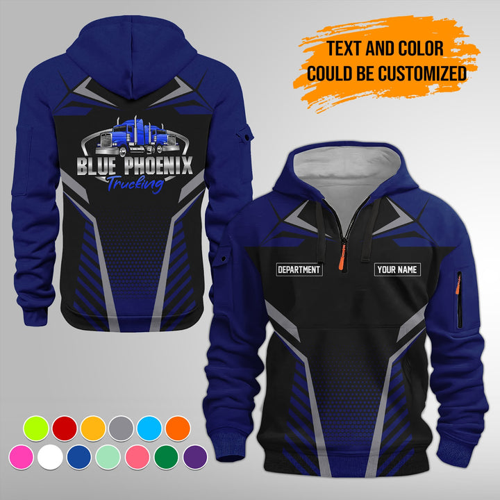 Personalized Name Semi Truck Quarter Zip Hoodie FY331