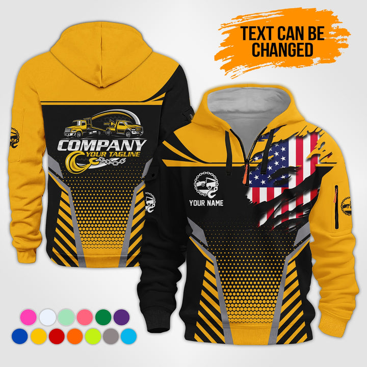 Personalized Name Tow Truck 3D Printed Quarter Zip Hoodie KS845