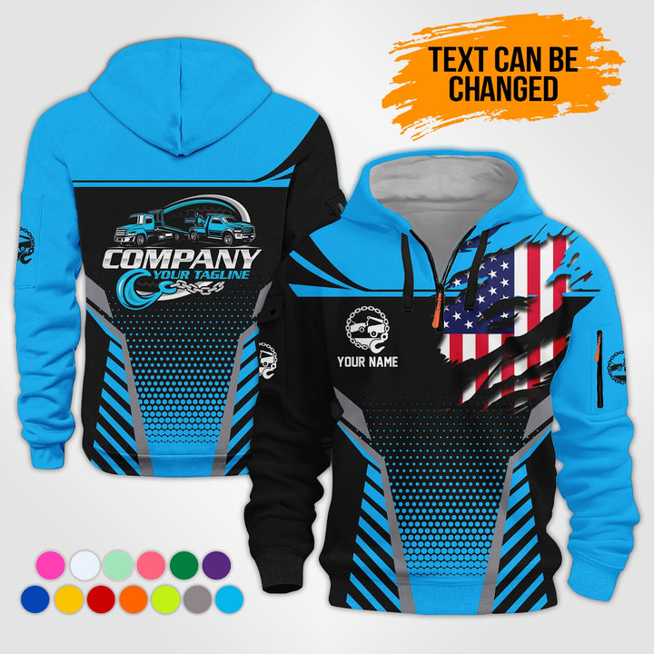 Personalized Name Tow Truck 3D Printed Quarter Zip Hoodie KS845