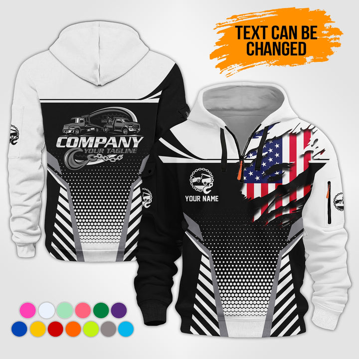 Personalized Name Tow Truck 3D Printed Quarter Zip Hoodie KS845