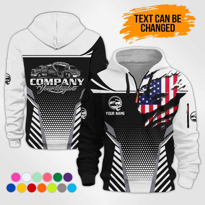 Personalized Name Tow Truck 3D Printed Quarter Zip Hoodie KS846