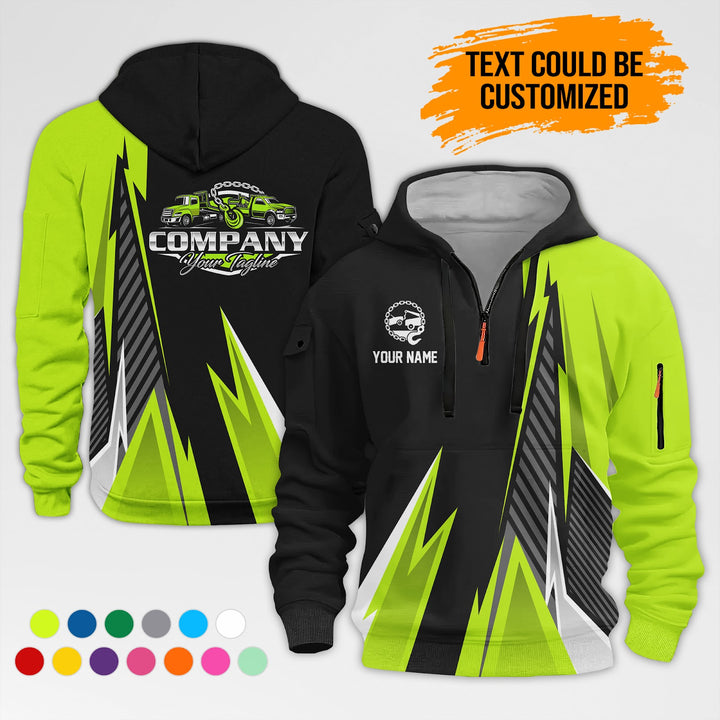 Customized Name And Text Workwear 3D Printed Quarter Zip Hoodie AZ298