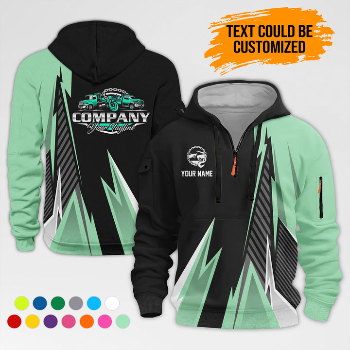 Customized Name And Text Workwear 3D Printed Quarter Zip Hoodie AZ298