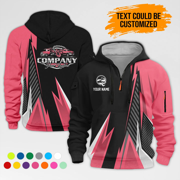 Customized Name And Text Workwear 3D Printed Quarter Zip Hoodie AZ298