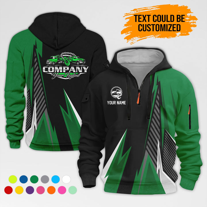 Customized Name And Text Workwear 3D Printed Quarter Zip Hoodie AZ298