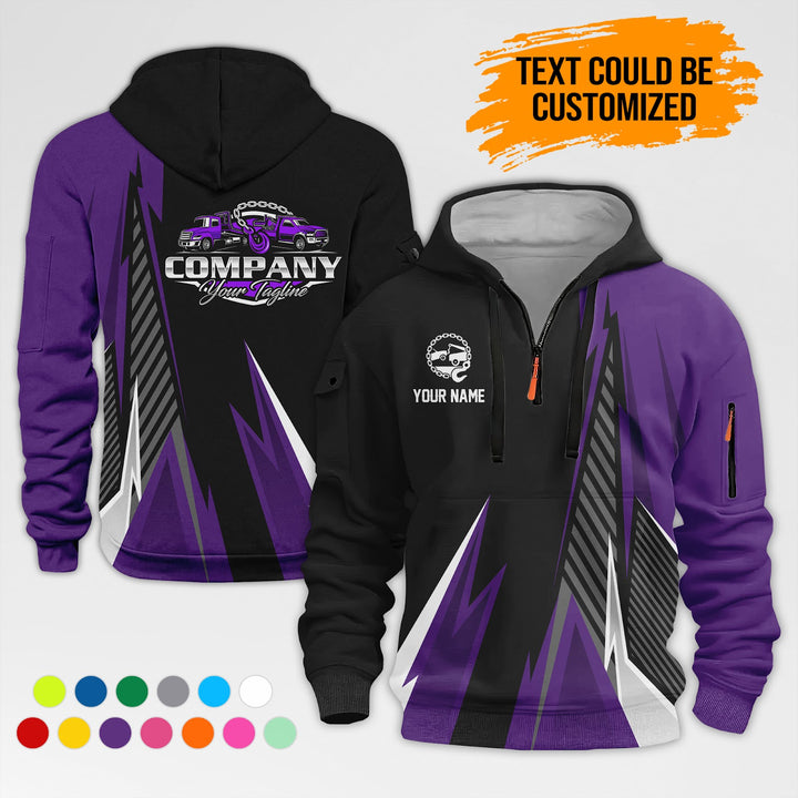 Customized Name And Text Workwear 3D Printed Quarter Zip Hoodie AZ298