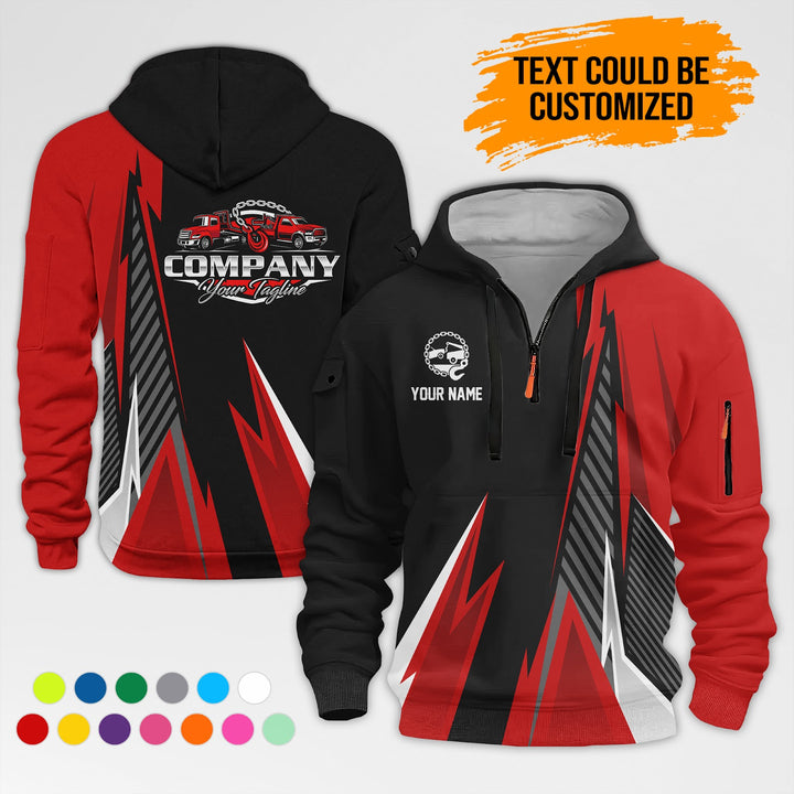 Customized Name And Text Workwear 3D Printed Quarter Zip Hoodie AZ298