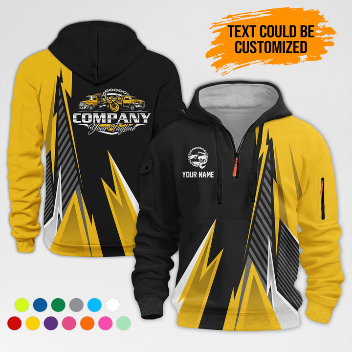 Customized Name And Text Workwear 3D Printed Quarter Zip Hoodie AZ298