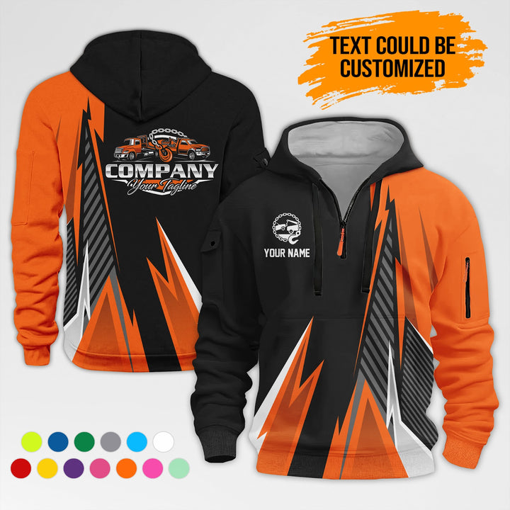 Customized Name And Text Workwear 3D Printed Quarter Zip Hoodie AZ298