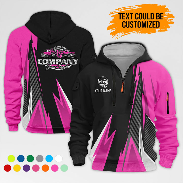 Customized Name And Text Workwear 3D Printed Quarter Zip Hoodie AZ298