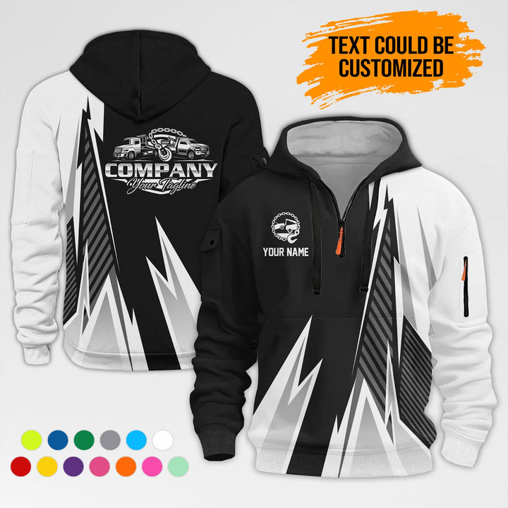Customized Name And Text Workwear 3D Printed Quarter Zip Hoodie AZ298