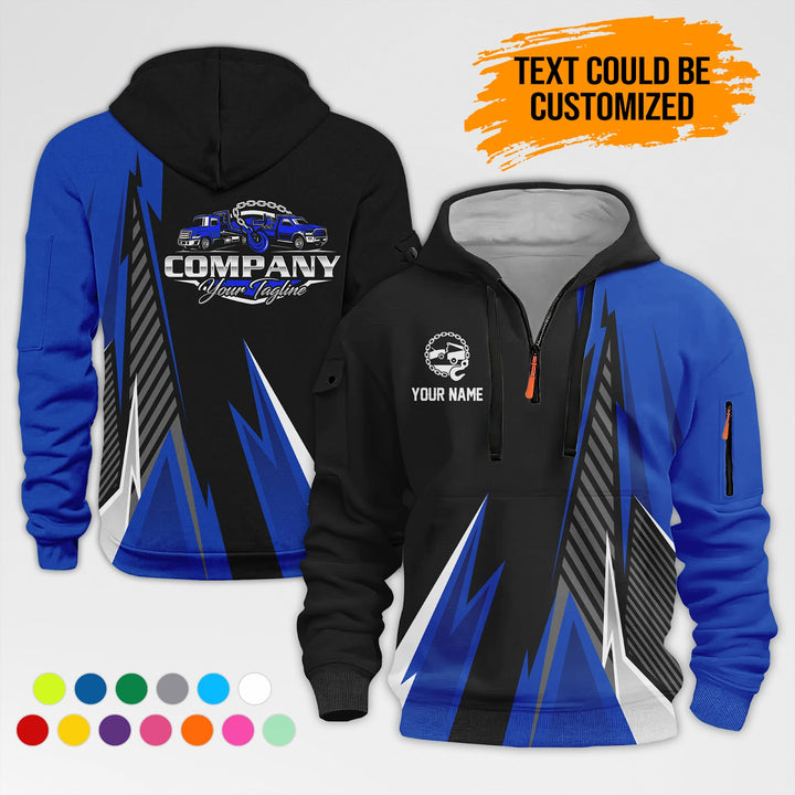 Customized Name And Text Workwear 3D Printed Quarter Zip Hoodie AZ298