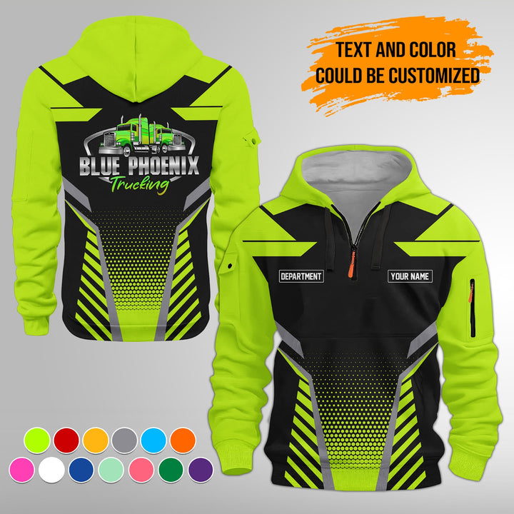 Personalized Name Semi Truck Quarter Zip Hoodie Personalized Name Semi Truck Quarter Zip Hoodie FY336