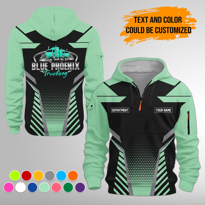Personalized Name Semi Truck Quarter Zip Hoodie Personalized Name Semi Truck Quarter Zip Hoodie FY336