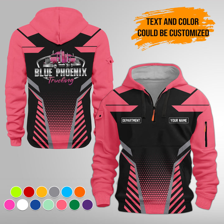 Personalized Name Semi Truck Quarter Zip Hoodie Personalized Name Semi Truck Quarter Zip Hoodie FY336
