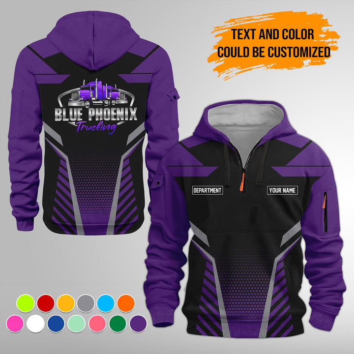 Personalized Name Semi Truck Quarter Zip Hoodie Personalized Name Semi Truck Quarter Zip Hoodie FY336