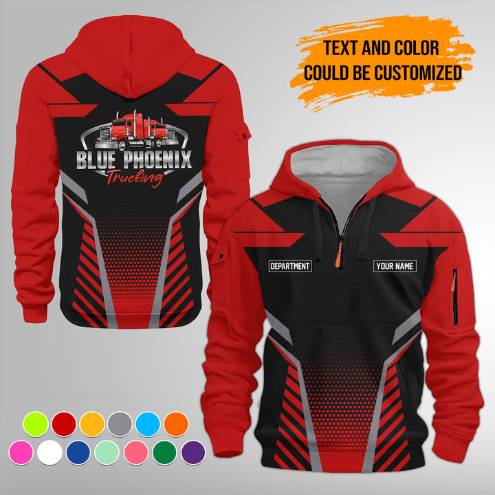 Personalized Name Semi Truck Quarter Zip Hoodie Personalized Name Semi Truck Quarter Zip Hoodie FY336
