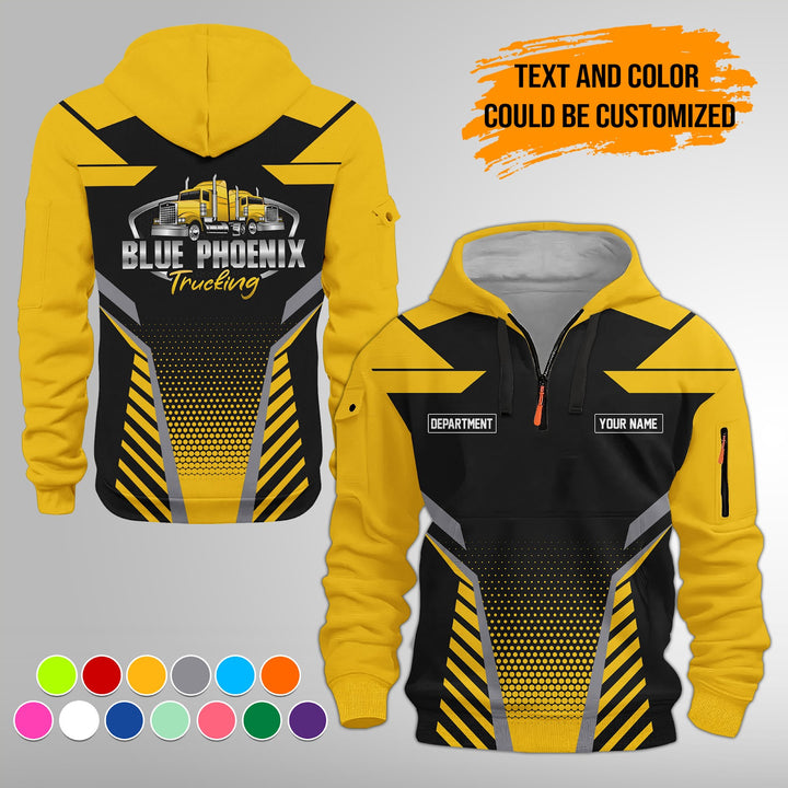 Personalized Name Semi Truck Quarter Zip Hoodie Personalized Name Semi Truck Quarter Zip Hoodie FY336