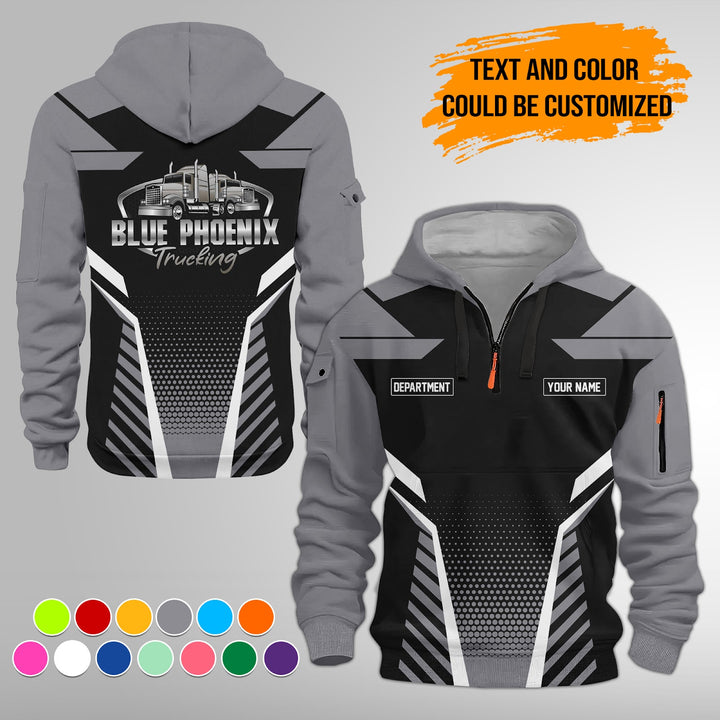 Personalized Name Semi Truck Quarter Zip Hoodie Personalized Name Semi Truck Quarter Zip Hoodie FY336