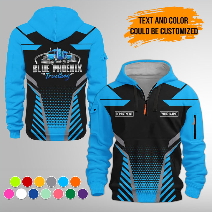 Personalized Name Semi Truck Quarter Zip Hoodie Personalized Name Semi Truck Quarter Zip Hoodie FY336