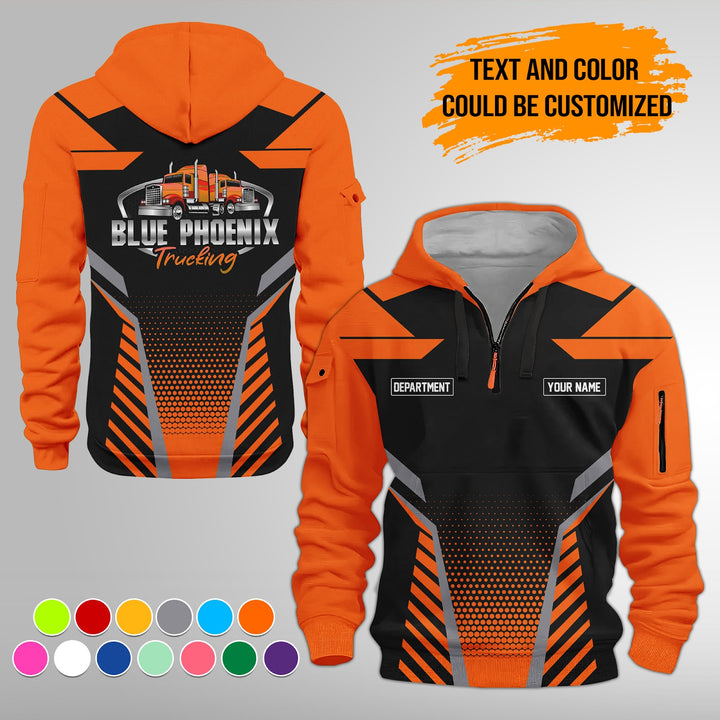 Personalized Name Semi Truck Quarter Zip Hoodie Personalized Name Semi Truck Quarter Zip Hoodie FY336