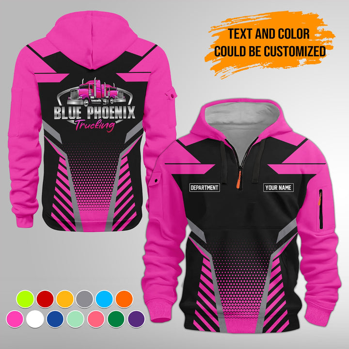 Personalized Name Semi Truck Quarter Zip Hoodie Personalized Name Semi Truck Quarter Zip Hoodie FY336