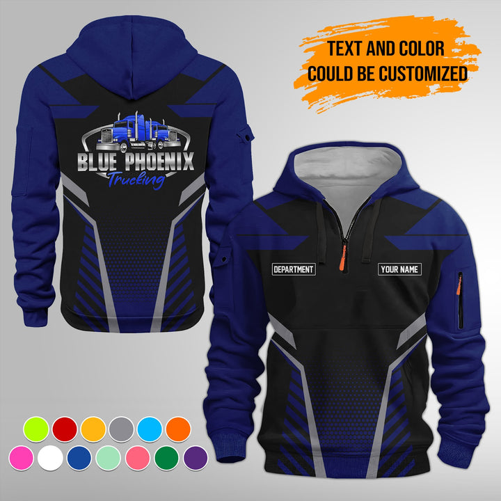 Personalized Name Semi Truck Quarter Zip Hoodie Personalized Name Semi Truck Quarter Zip Hoodie FY336