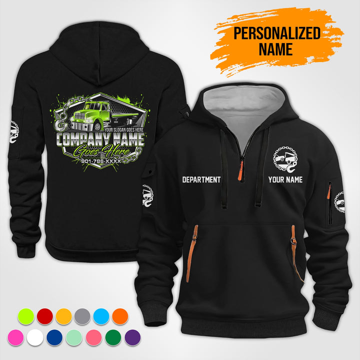Personalized Name Tow Truck 3D Printed Quarter Zip Hoodie TZ918
