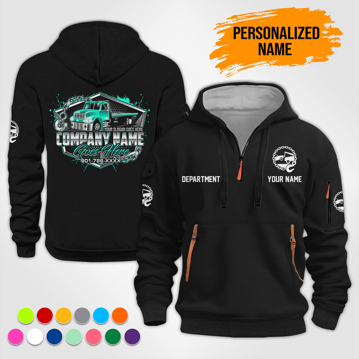 Personalized Name Tow Truck 3D Printed Quarter Zip Hoodie TZ918