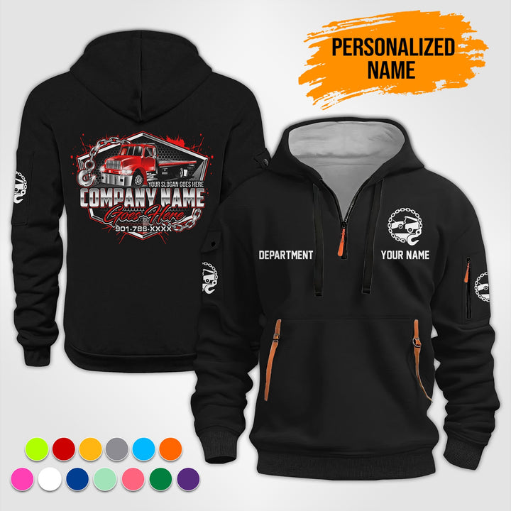 Personalized Name Tow Truck 3D Printed Quarter Zip Hoodie TZ918