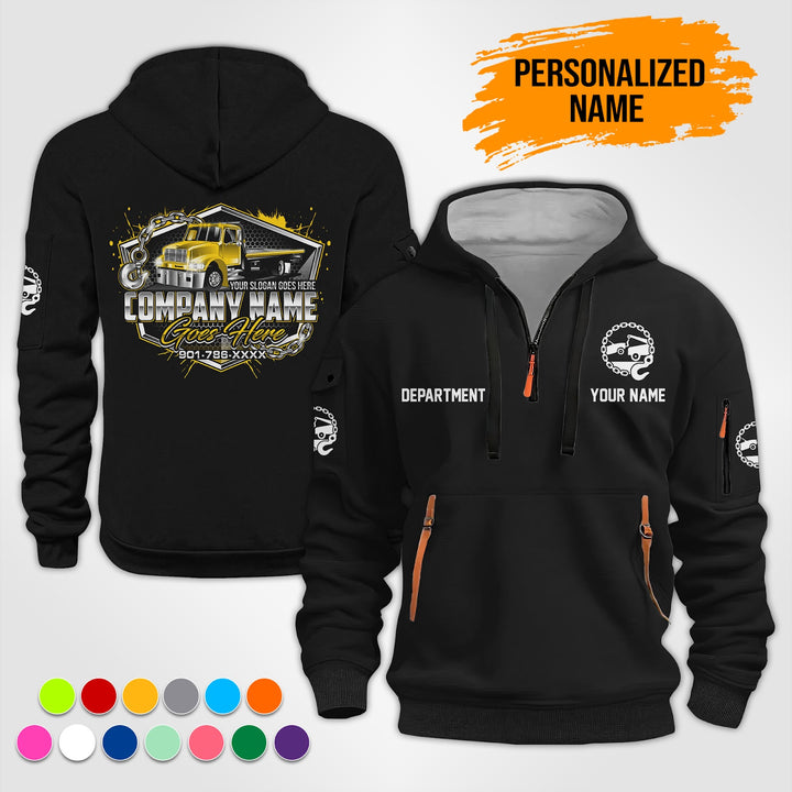 Personalized Name Tow Truck 3D Printed Quarter Zip Hoodie TZ918