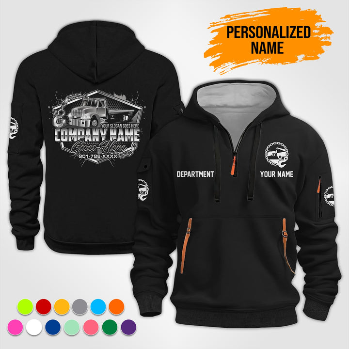 Personalized Name Tow Truck 3D Printed Quarter Zip Hoodie TZ918