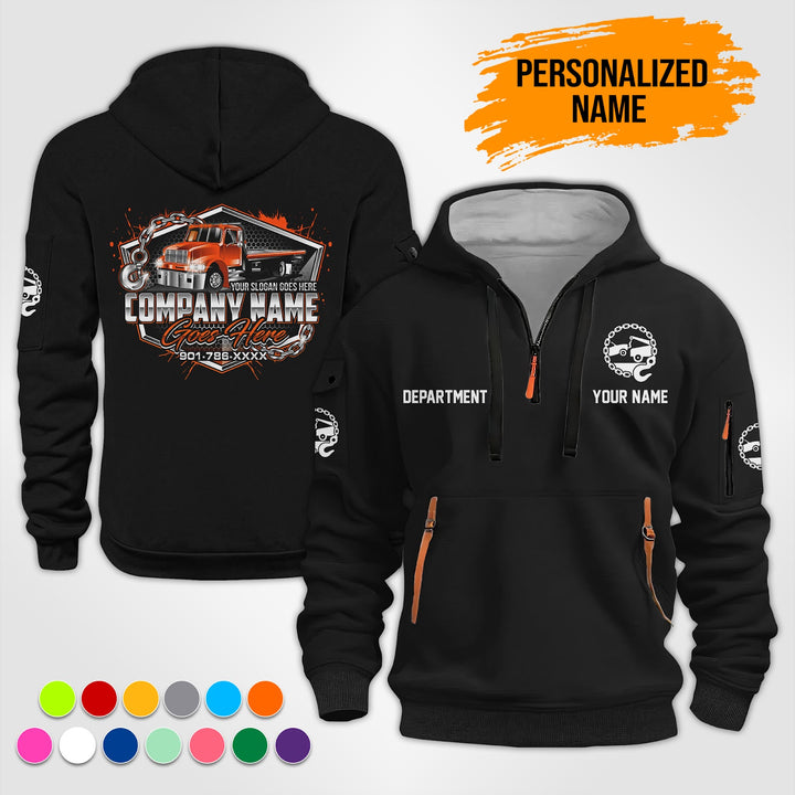 Personalized Name Tow Truck 3D Printed Quarter Zip Hoodie TZ918