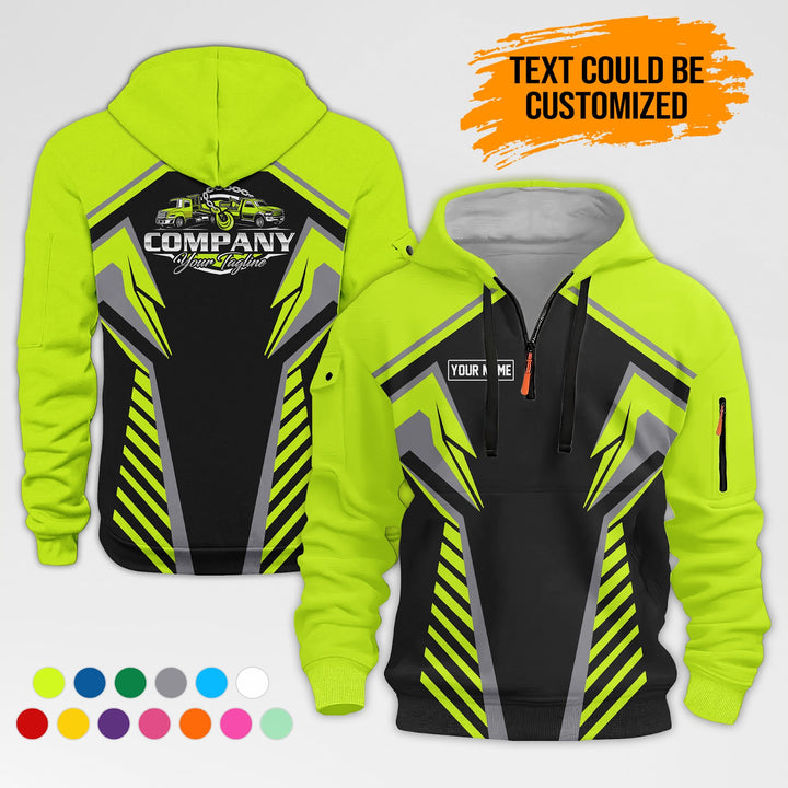 Customized Name And Text Workwear 3D Printed Quarter Zip Hoodie AZ307
