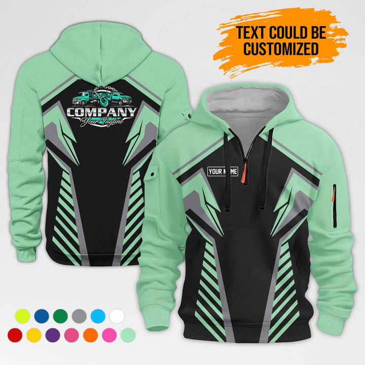 Customized Name And Text Workwear 3D Printed Quarter Zip Hoodie AZ307
