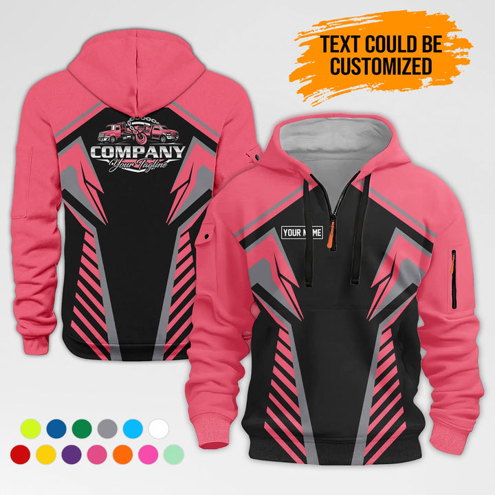 Customized Name And Text Workwear 3D Printed Quarter Zip Hoodie AZ307