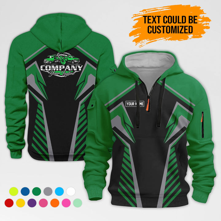Customized Name And Text Workwear 3D Printed Quarter Zip Hoodie AZ307