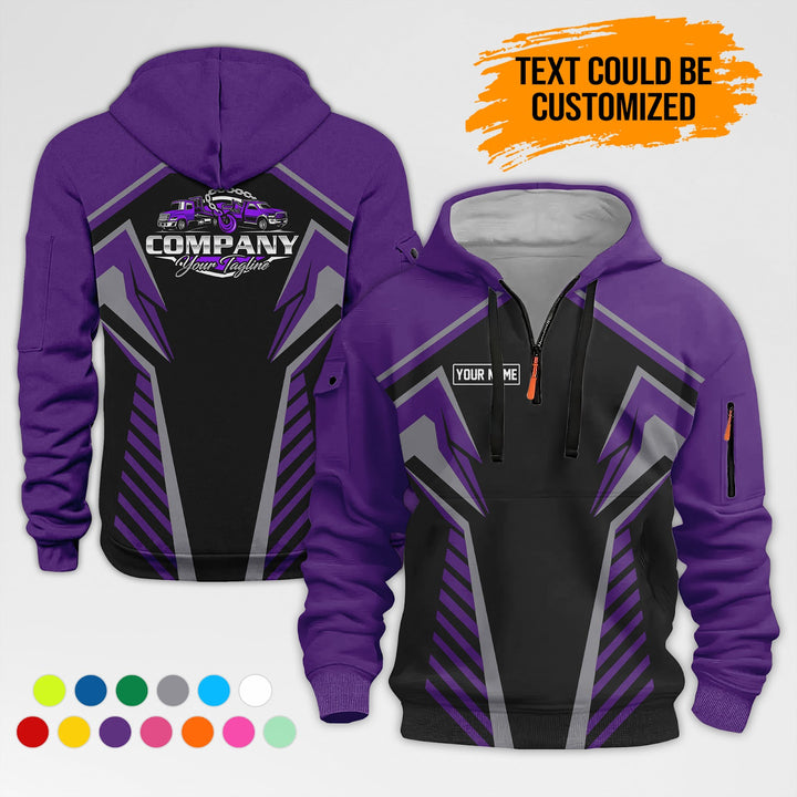 Customized Name And Text Workwear 3D Printed Quarter Zip Hoodie AZ307