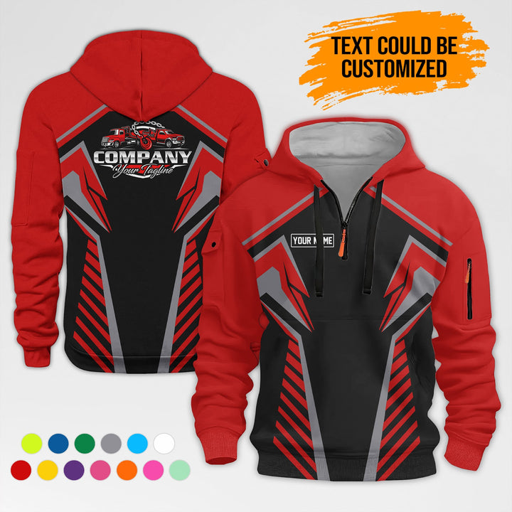 Customized Name And Text Workwear 3D Printed Quarter Zip Hoodie AZ307